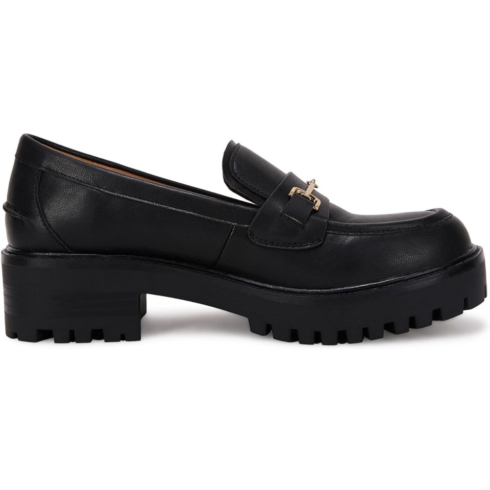 Womens Lug Sole Platform Mid Chunky Heel Loafers